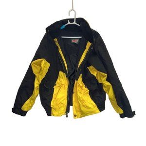 Coleman Men's black and yellow Large Max Hooded Rain Camp Gear Jacket Parka ZIP